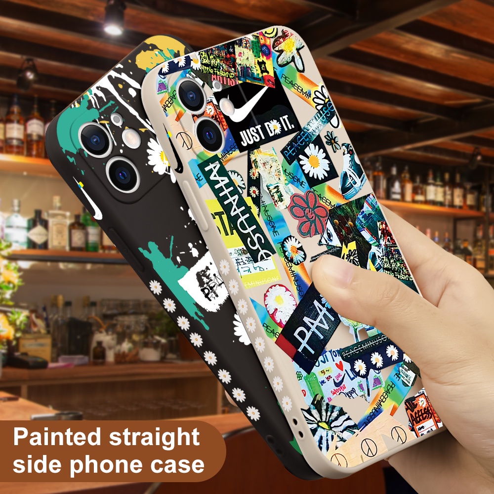 Ốp Điện Thoại Mềm Họa Tiết Hoa Cúc Phong Cách Graffiti Cho iPhone 11 12 13 Pro Max 12 13 #K064