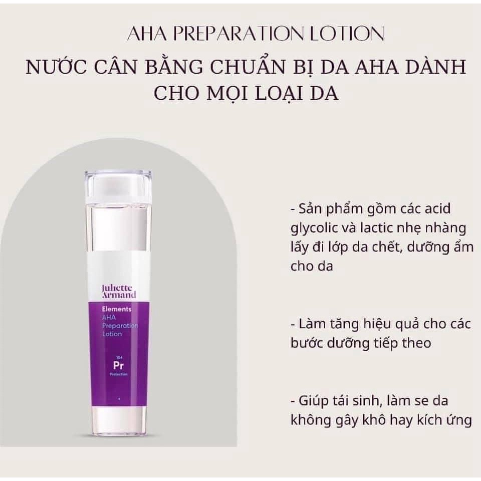 Nước Cân Bằng Juliette Armand Elements AHA Preparation Lotion Toner Dưỡng Ẩm Làm Dịu Da Chính Hãng Công Ty 210ml