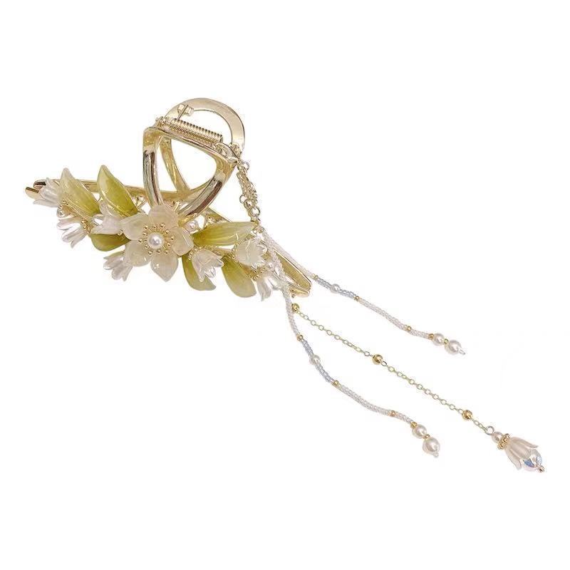 Kẹp Tóc Hình Hoa Màu Xanh Lá Xinh Xắn Thời Trang Mùa Hè Theo Phong Cách Hàn