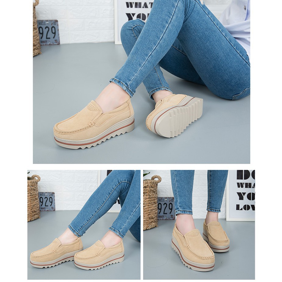 Giày Da Thật Đế Mềm Tăng Chiều Cao 5cm Thiết Kế Sành Điệu Cho Nữ | BigBuy360 - bigbuy360.vn