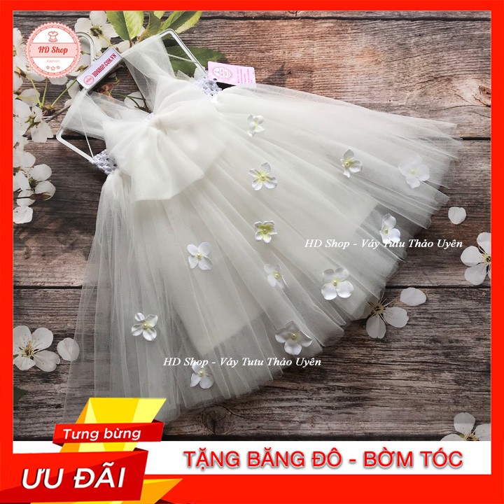 Váy tutu cho bé ❤️FREESHIP❤️ Váy tutu trắng nơ tú cầu cho bé gái 1 tuổi