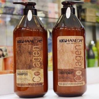 Bộ 1 dầu gội và 1 dầu xả phục hồi tóc Haneda Collagen 785ml