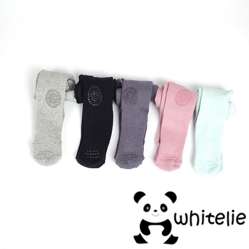 Quần Tất Cotton Mềm Chống Trượt Màu Trơn Giữ Ấm Mùa Thu Đông Cho Bé Sơ Sinh