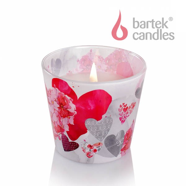Ly nến thơm Bartek Candles BAT0587 Flowers Hearts 115g (Hương hoa păng xê)