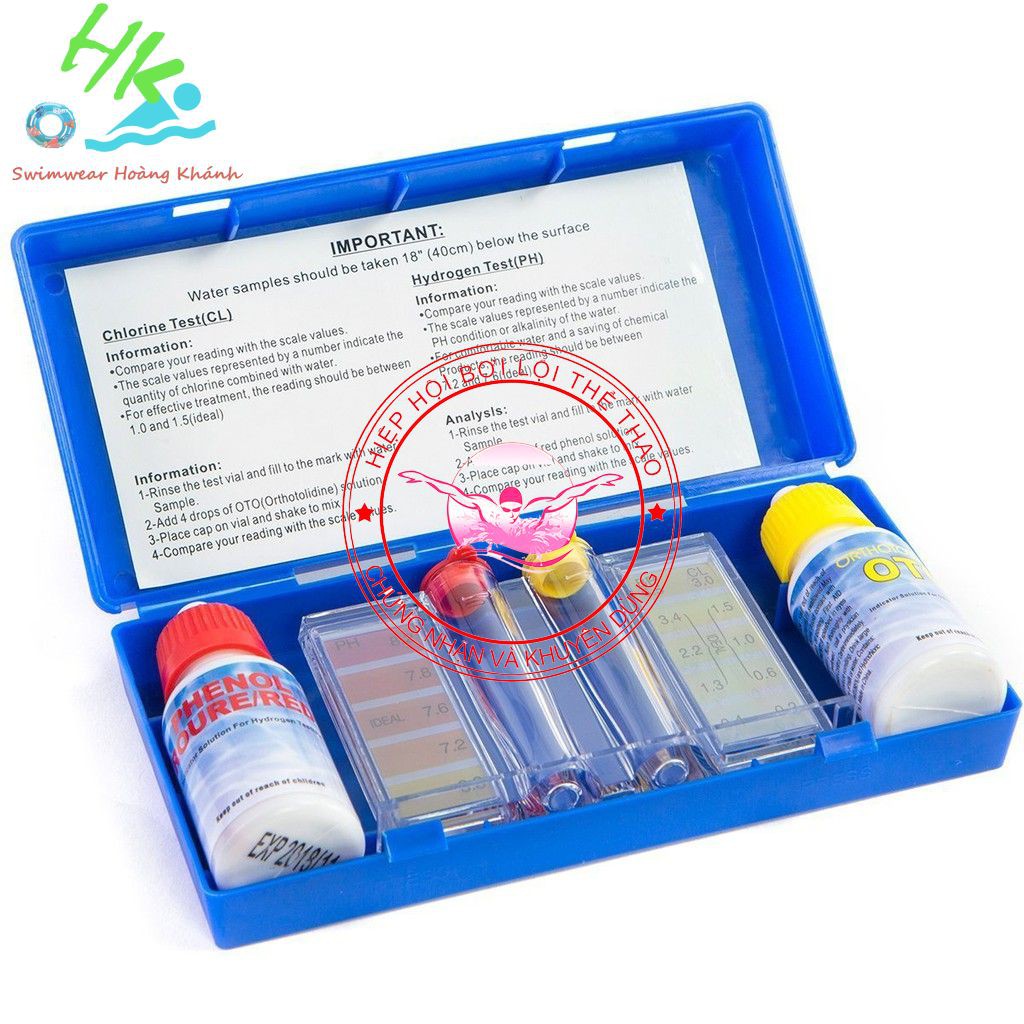 Bộ dung dịch đo nước Clo - pH chính hãng Emaux kiểm tra Test cho bể bơi, hồ bơi, kiểm tra nồng độ Ph, nồng độ clo