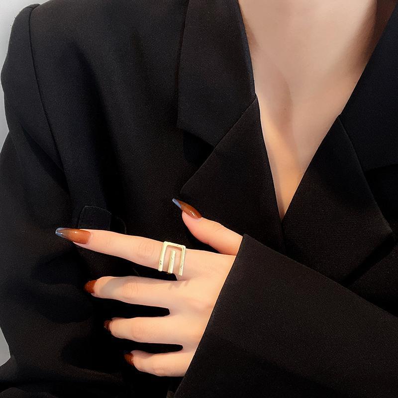 Nhẫn đeo ngón trỏ dạng mở đơn giản sang trọng phong cách Nhật Hàn cổ điển