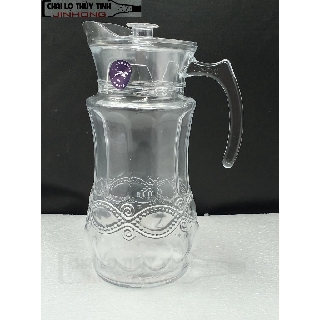 BÌNH THỦY TINH CA QUAI RÓT HOA VĂN 1500ML