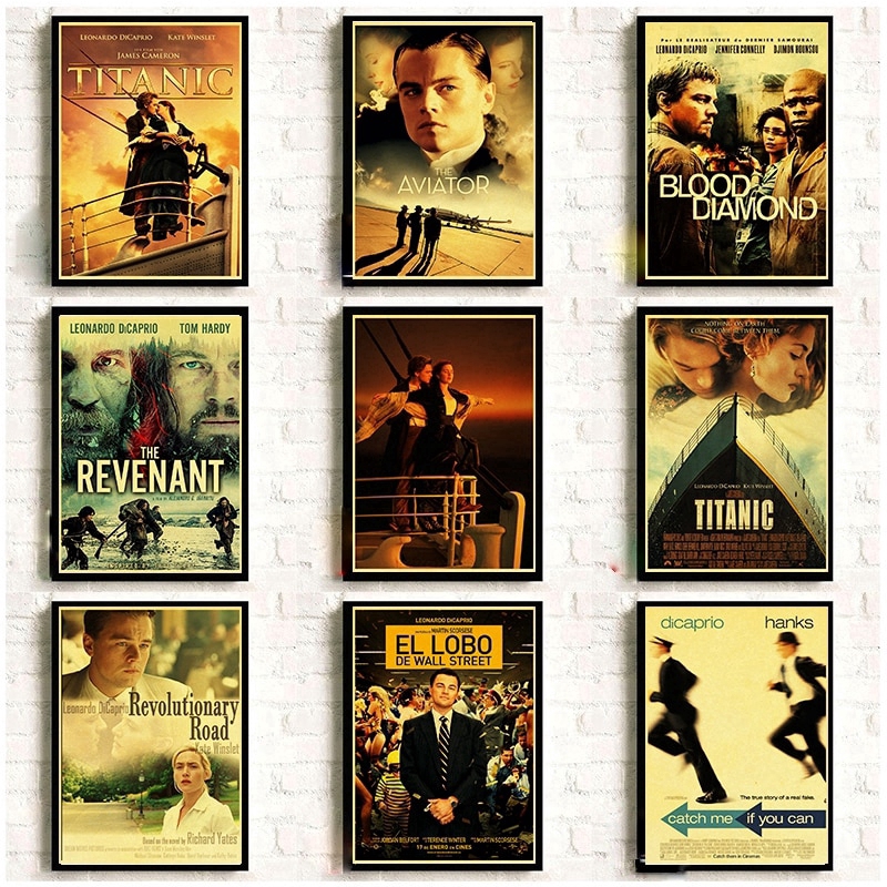 Leonardo DiCaprio Phim Cổ Điển TITANIC THE RVENANT BLOOD DIAMOND Retro Poster Phòng Nhà Tranh Trang 