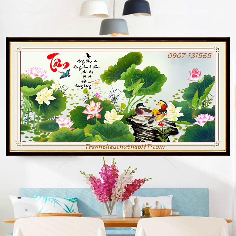 Tranh đính đá chữ tâm VS457: 100*52cm - tự đính