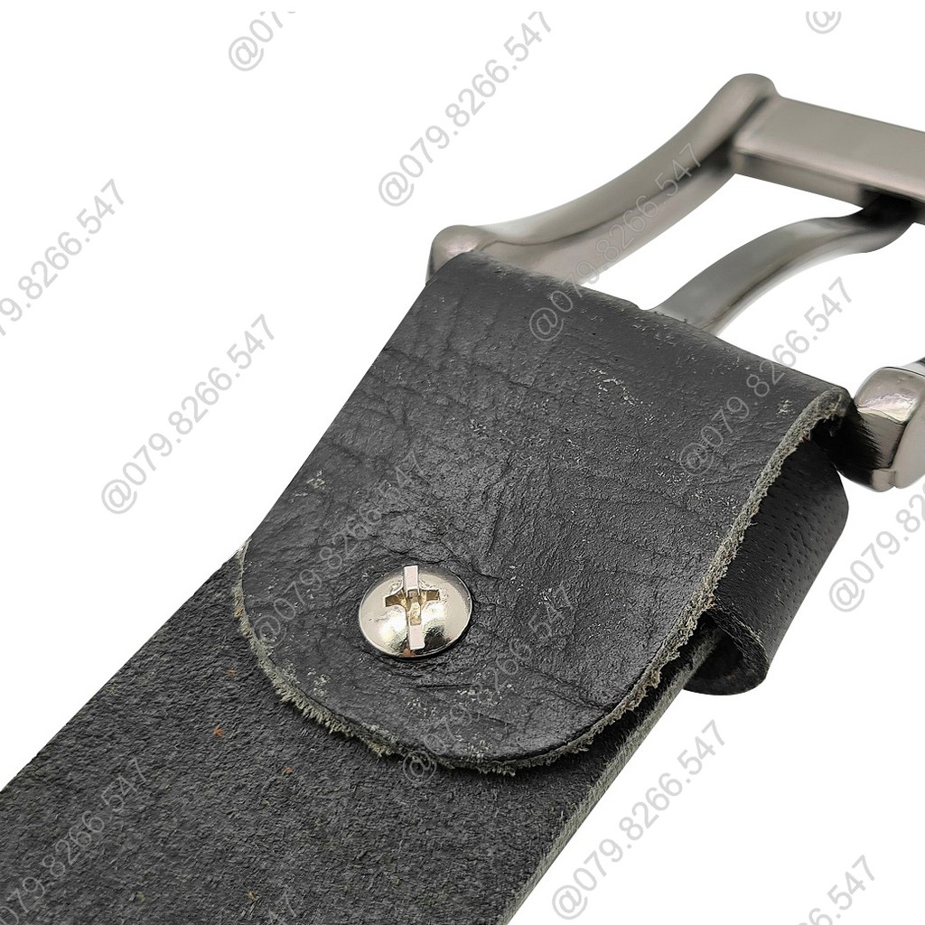 Dây nịt nam da bò thật bản thô DHM-138 | Đầu khoá kim nguyên khối màu trắng thời trang | Bảo hành 12 tháng