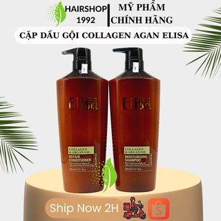 Cặp dầu gội xả Collagen Elisa 800ML * 2 dưỡng sinh phục hồi tóc khô xơ chẻ ngọn không gàu không ngứa chính hãng