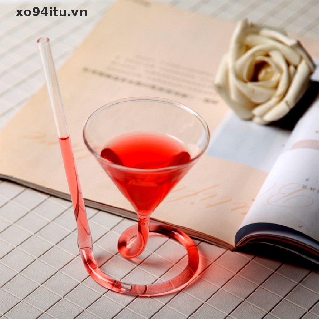 Ống Hút Thủy Tinh Uống Rượu Cocktail Xoắn Ốc Đuôi Dài Sáng Tạo