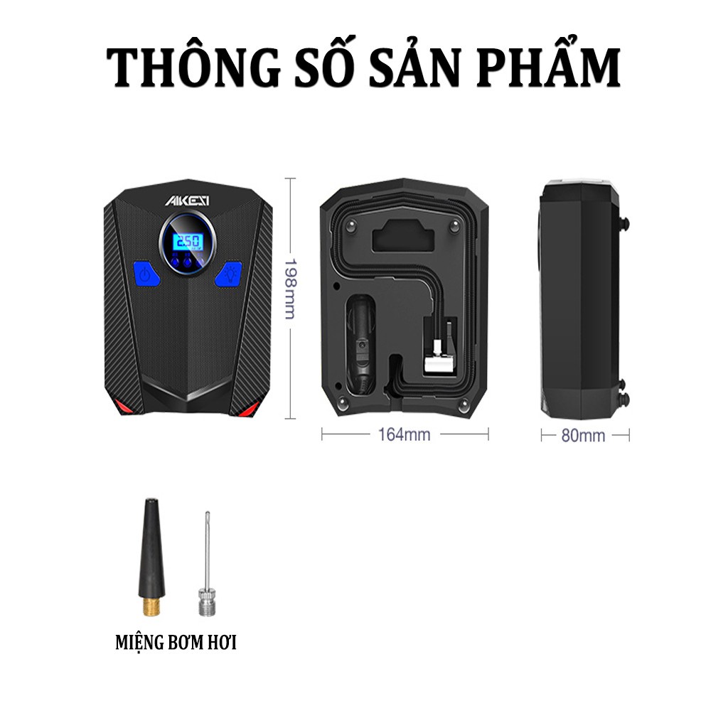 Bơm lốp xe hơi thông minh AIKESI (Tự động ngắt theo cài đặt)