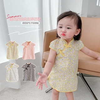 Summer New Baby Chinese Style Qipao Floral Dress