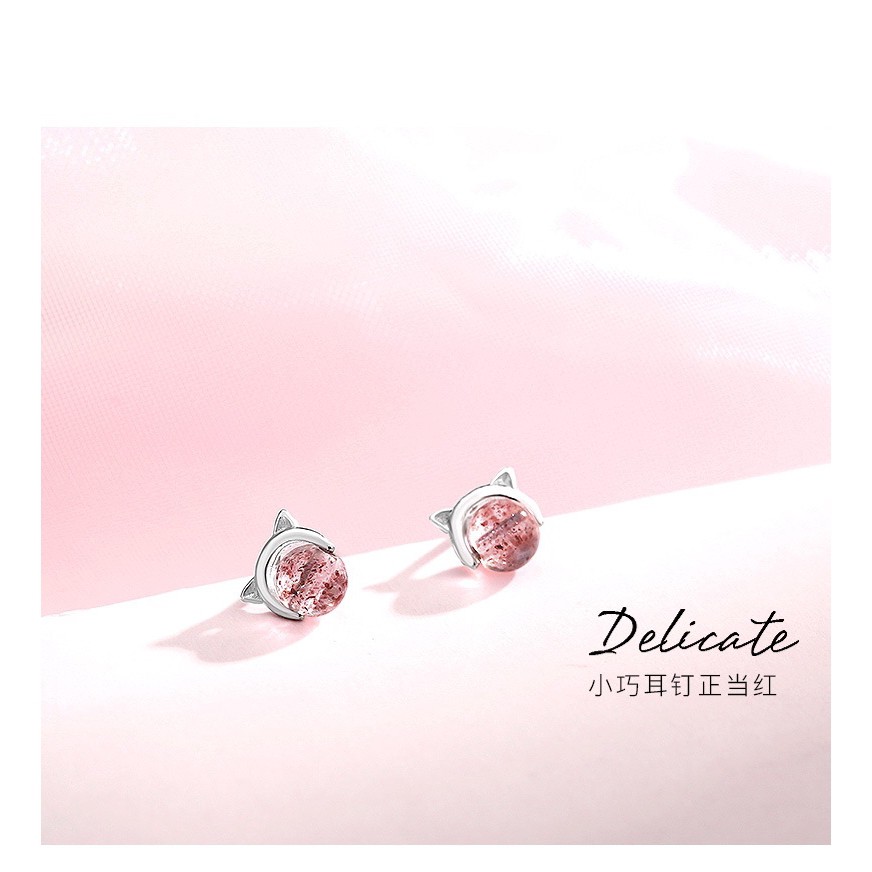 Đôi Khuyên Tai Hình Chú Mèo Đính Đá Dễ Thương Cho Nữ