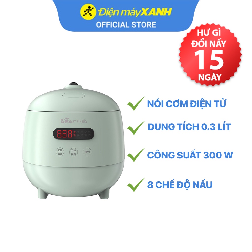 [Mã ELHADEV giảm 4% đơn 300K] Nồi cơm điện tử Bear DFB-B12F1 1.2 lít 300 W công nghệ nấu 3D - Chính hãng BH 18 tháng