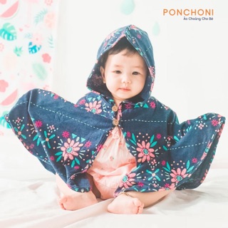 Áo choàng Ponchoni thổ cẩm hoa
