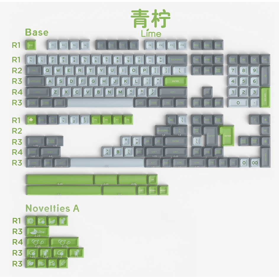 Keycap SA Lime, in doubleshot không mờ chữ, 187 nút bàn phím cơ