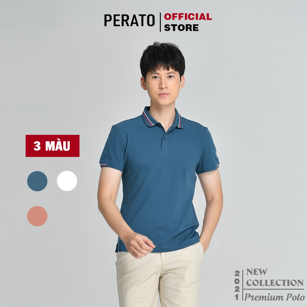 Áo Thun Nam Có Cổ PERATO (3 màu), Thiết Kế Phối Viền Trẻ Trung, Thấm Hút Mồ Hôi Cực Tốt (APCP21002)