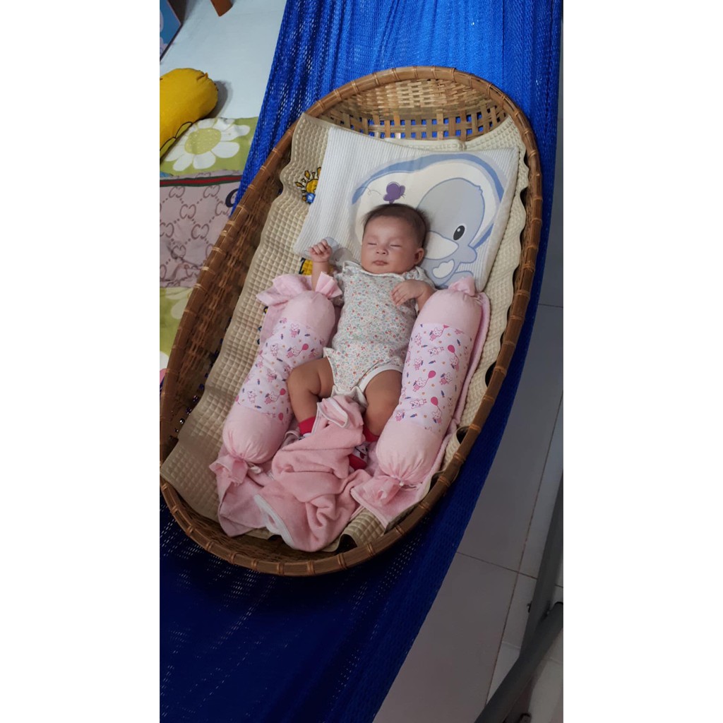 [Giá Xưởng] Bọc Lót Nôi tre - Hàng Đặt May - Nhiều mày sắc - Tặng vòng dâu tằm - Từ 0 - 24 Tháng tuổi