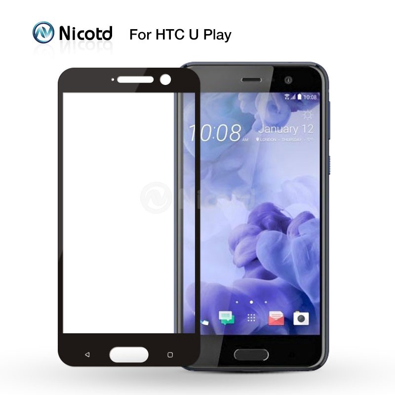 HTC U Play Tempered Glass Full Cover Screen Protector Case Friendly