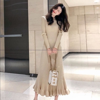 Đầm Dệt Kim Đuôi Cá Tay Dài Thời Trang Thu Đông Xinh Xắn Cho Nữ