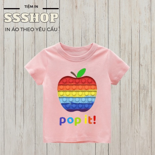 Áo thun trẻ em hình quả táo Pop It ngộ nghĩnh, Chất liệu vải cotton mềm mịn thấm hút mồ hôi, Hình in sắc nét SSSHOP 07