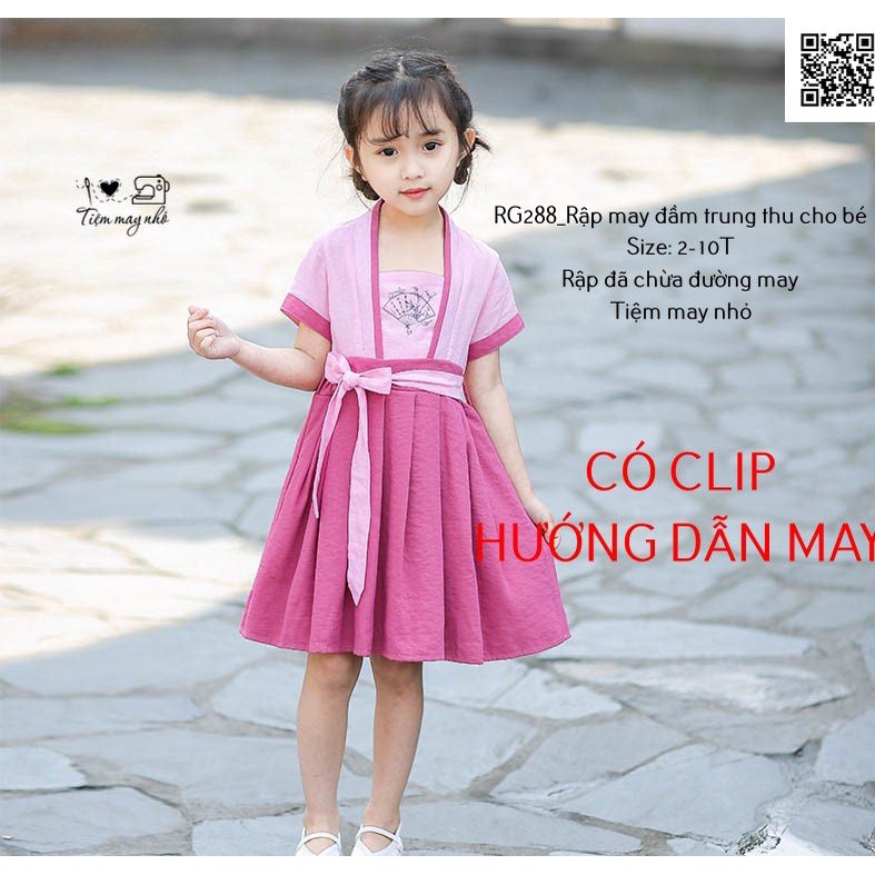 RG288_Rập giấy may đầm hằng nga bé gái