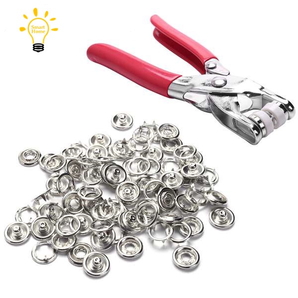 ⭐Bộ Kìm Bấm Nút Bằng Đồng Trắng Kèm 20 Nút Cài Dùng Để May Quần Áo Trẻ Em