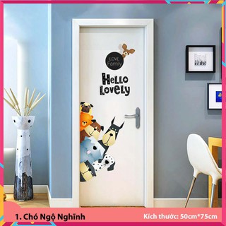 Decal dán tường 3D, decor dán kính, dán tường cây, dán tường phòng ngủ cho bé (Chó Ngộ Nghĩnh) [XỊN]