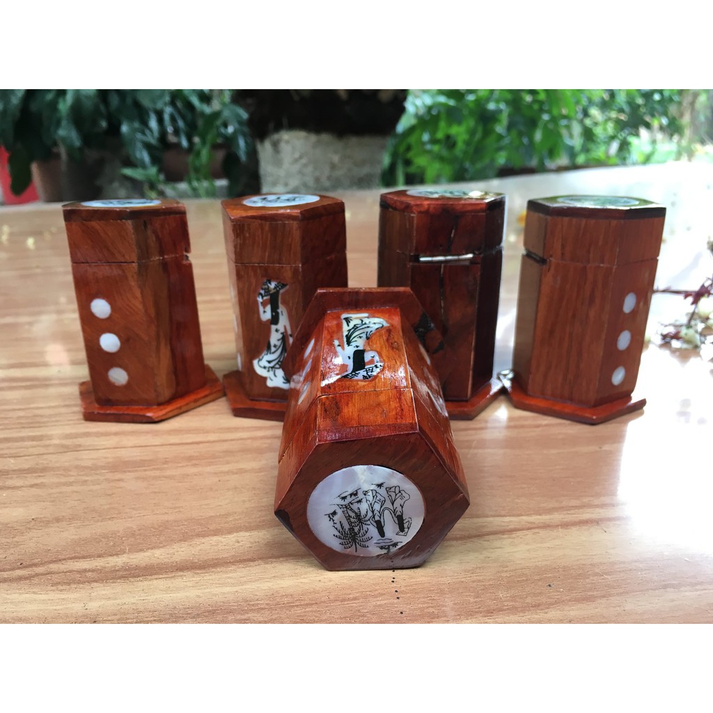 Lọ tăm lục giác cô gái khảm cao cấp