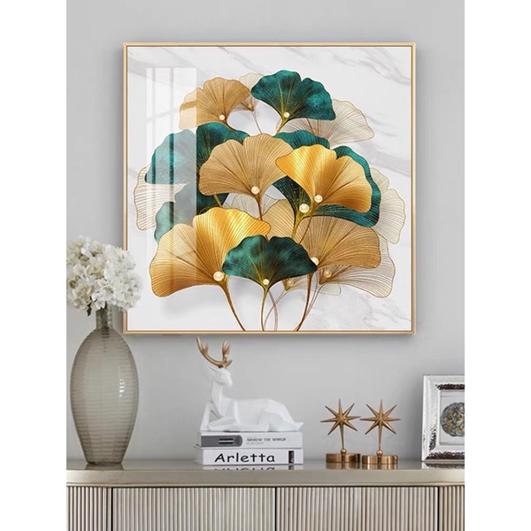 Tranh Treo Tường Tráng gương Phòng Khách/ Ngủ/ Phòng ăn/ Nhà Hàng Khách Sạn Bàn làm việc Hoa lá bạch quả/ Rẻ quạt