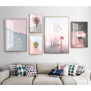 Tranh 5 tấm in UV trên Mica tráng gương pha lê trang trí phòng khách, phòng ngủ