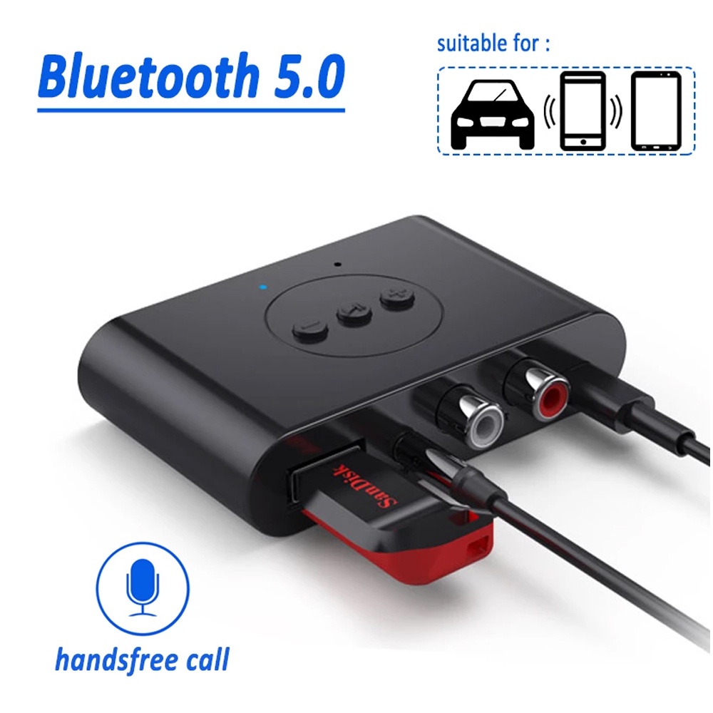 Usb Nhận Tín Hiệu Âm Thanh Bluetooth 5.0 NFC RCA Jack 3.5mm Cho Loa Xe Hơi