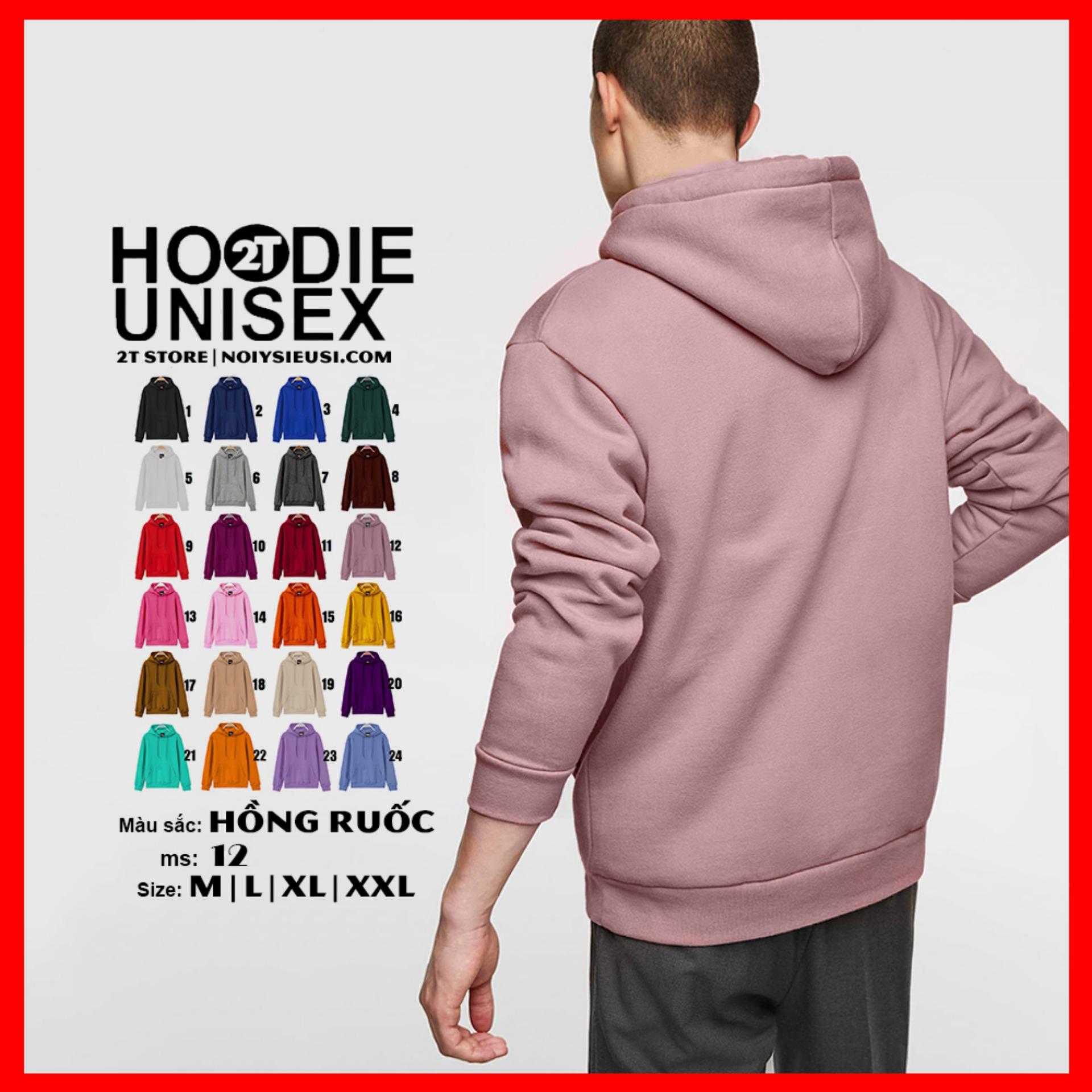 [HOT] Áo Khoác Nỉ Bông Hoodie Trơn Unisex  - Nón May Đắp 2 Lớp - Xỏ Ngón Cái (Hồng Ruốc)