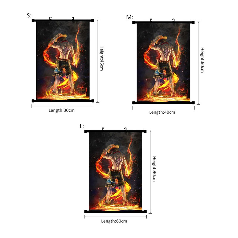 Áp phích hình nhân vật Portgas D. Ace chất liệu vải kích thước 60X90cm