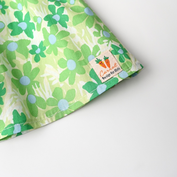 Váy Bé Gái Carrot 2 Dây Cánh Tiên, Họa Tiết Hoa Xanh, Chất Thô Cotton Thoáng Mát Thấm Hút Mồ Hôi
