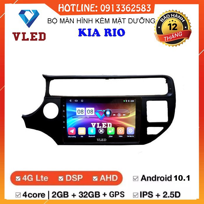 Bộ màn hình DVD Android VLED V5 cho xe KIA RIO 2016, hỗ trợ ngôn ngữ TIẾNG VIỆT, nghe đài FM đa kênh, 2 cổng USB 4.0