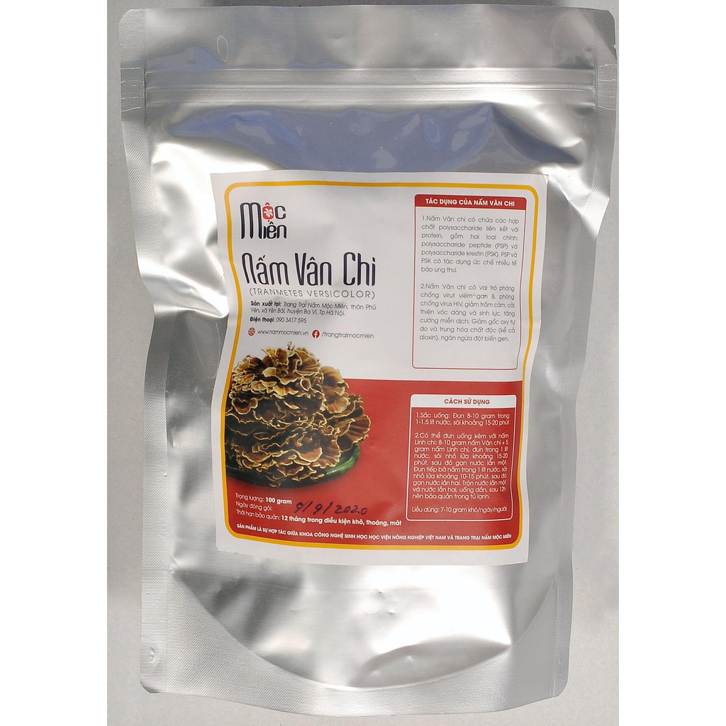 Nâm Vân Chi Chống Ung Thư - 100gr - Nguyên Bào Tử - Nấm Sạch Mộc Miên