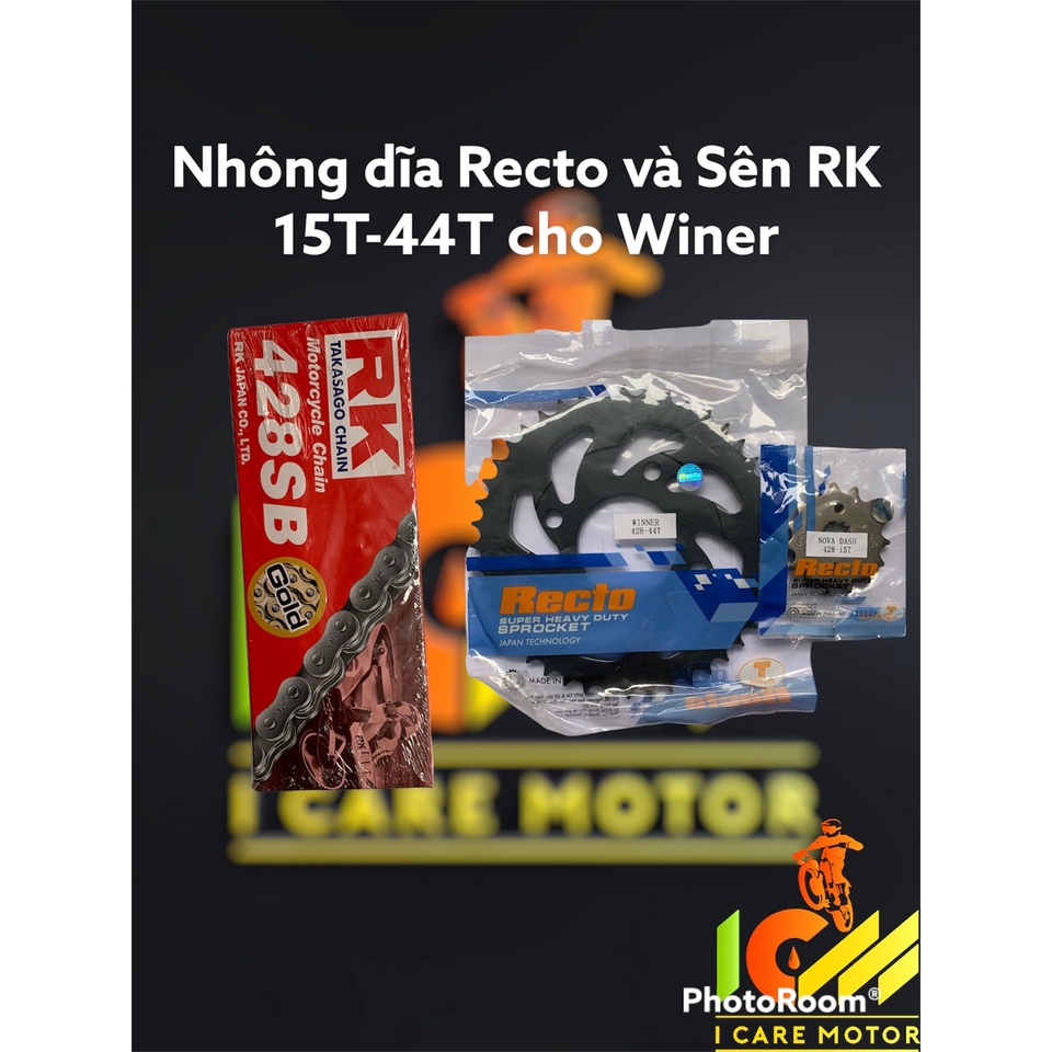 Combo Nhông Dĩa Recto Và Sên RK Chính Hãng Cho Winner 14T-44T