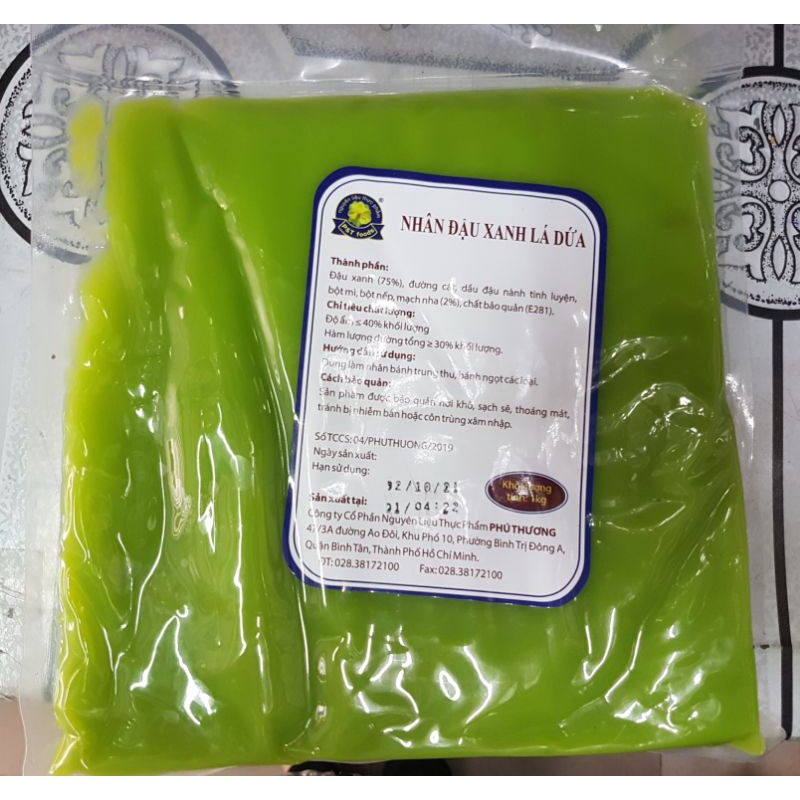 Nhân bánh Trung Thu Phú Thương 1kg/gói, đậu xanh, khoai môn, sầu riêng, dừa, lá dứa.