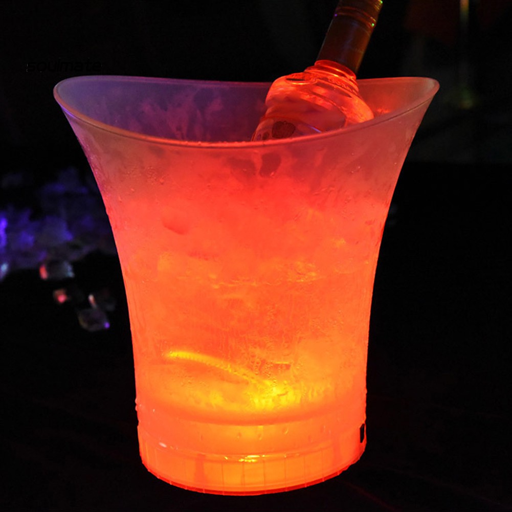 Xô Đá Giữ Lạnh Bia Rượu Champagne Có Đèn LED Nhiều Màu 5L