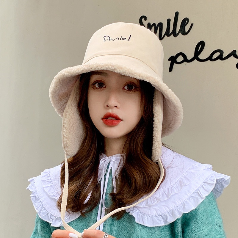 Mũ tai bèo phối lông cừu thời trang thu đông 2021 cho nữ