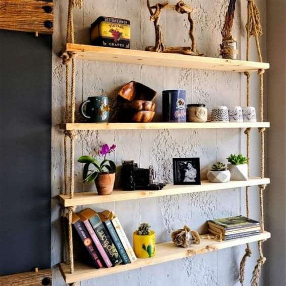 Kệ gỗ treo tường 4 ngăn gỗ tự nhiên decor cỡ lớn
