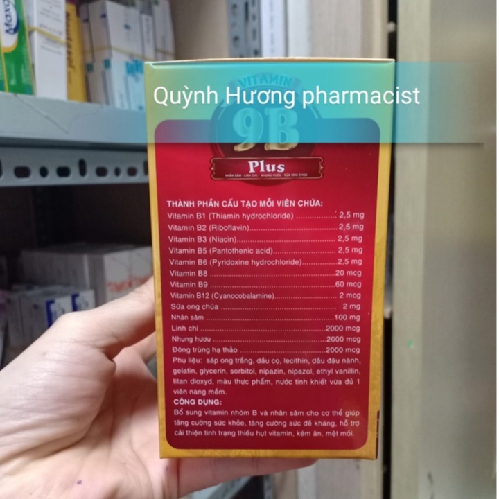Viên uống 9B PLUS hộp 100 viên gồm 9 loại vitamin bổ cơ thể