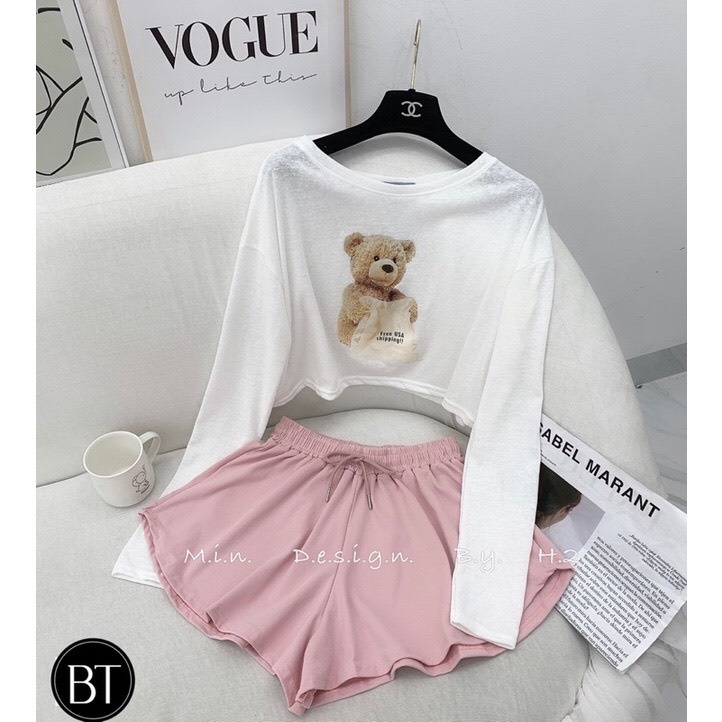 Set coton giấy in hình gấu