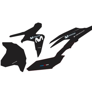 Tem Rời Vario Movistar Trắng Dán Xe Đen - Tem 3 Lớp - Tặng Logo