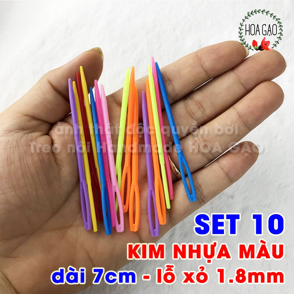 Kim đan len kim khâu len may tay to đầu nhọn, kim nhựa đầu tà HOA GẠO GK15 7cm 10cm dụng cụ may mặc loại tốt