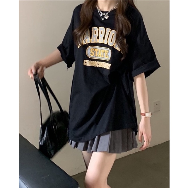 Áo thun tay lỡ form rộng in chữ STATE dể thương