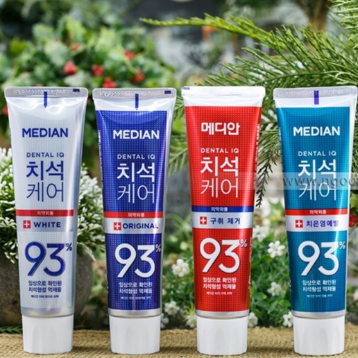 Kem đánh răng Median 93% Hàn Quốc 120g, 4 màu. Tăng khả năng trắng răng, khử mùi hôi, sạch mảng bám.